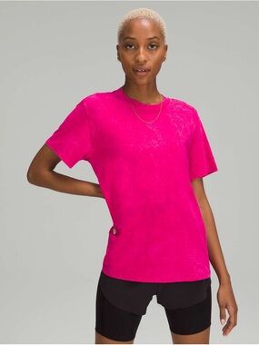 Lululemon All Yours Tee Cloudy Wash Ripened Raspberry Size 12 Pima Cotton